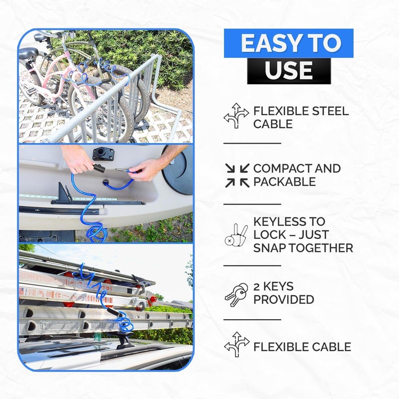 DocksLocks Coiled Security Cable with Key Lock (5’, 10’, 15’, 20’ or 25’ Lengths), Weatherproof Multi-Purpose Anti-Theft Protection for Kayaks, Bikes, Paddleboards, Scooters, Equipment and More 15ft - Image 5